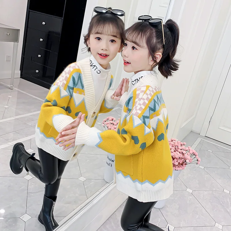 2023 Coreano Primavera, Outono, As Crianças Da Criança Casaco De Agasalho Menina Cair Jaqueta Lementary Menina De Camisola De Malha, Tops 