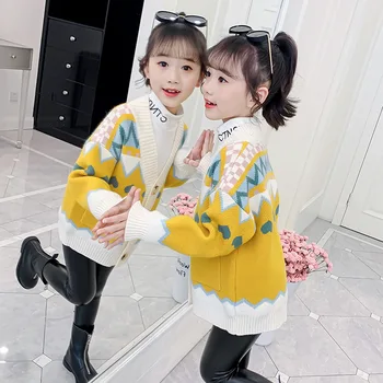 2023 Coreano Primavera, Outono, As Crianças Da Criança Casaco De Agasalho Menina Cair Jaqueta Lementary Menina De Camisola De Malha, Tops 