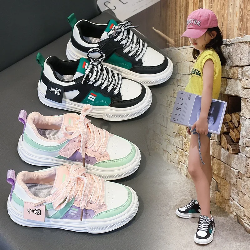 Kruleepo Meninas Crianças Rapazes de Couro de Esportes de Tênis Running Shoes Crianças do Bebê PU Rua Moda Casual Sapatos Escola de Moda Mulas