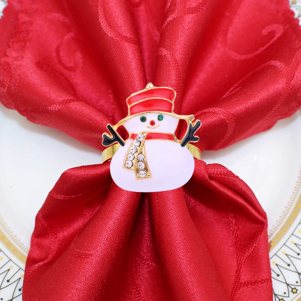 24Pcs Decorações de Natal 2024 Natal Anéis de Guardanapo Coroa Bell Vela de Gato Apple quebra-nozes Guardanapo Titular para Decoração de Mesa