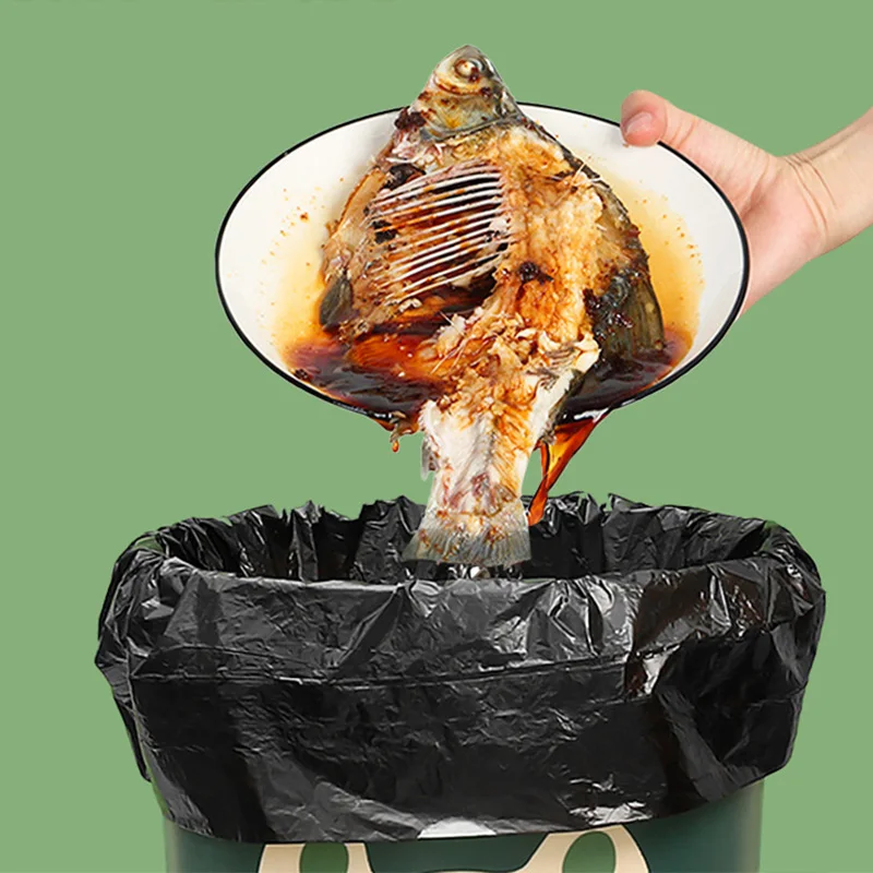 75PCS/Rolo de Sacos de Lixo Doméstico Saco de Lixo de Plástico com Cordão Descartáveis, Sacos de Lixo Doméstico, Ferramentas de Limpeza