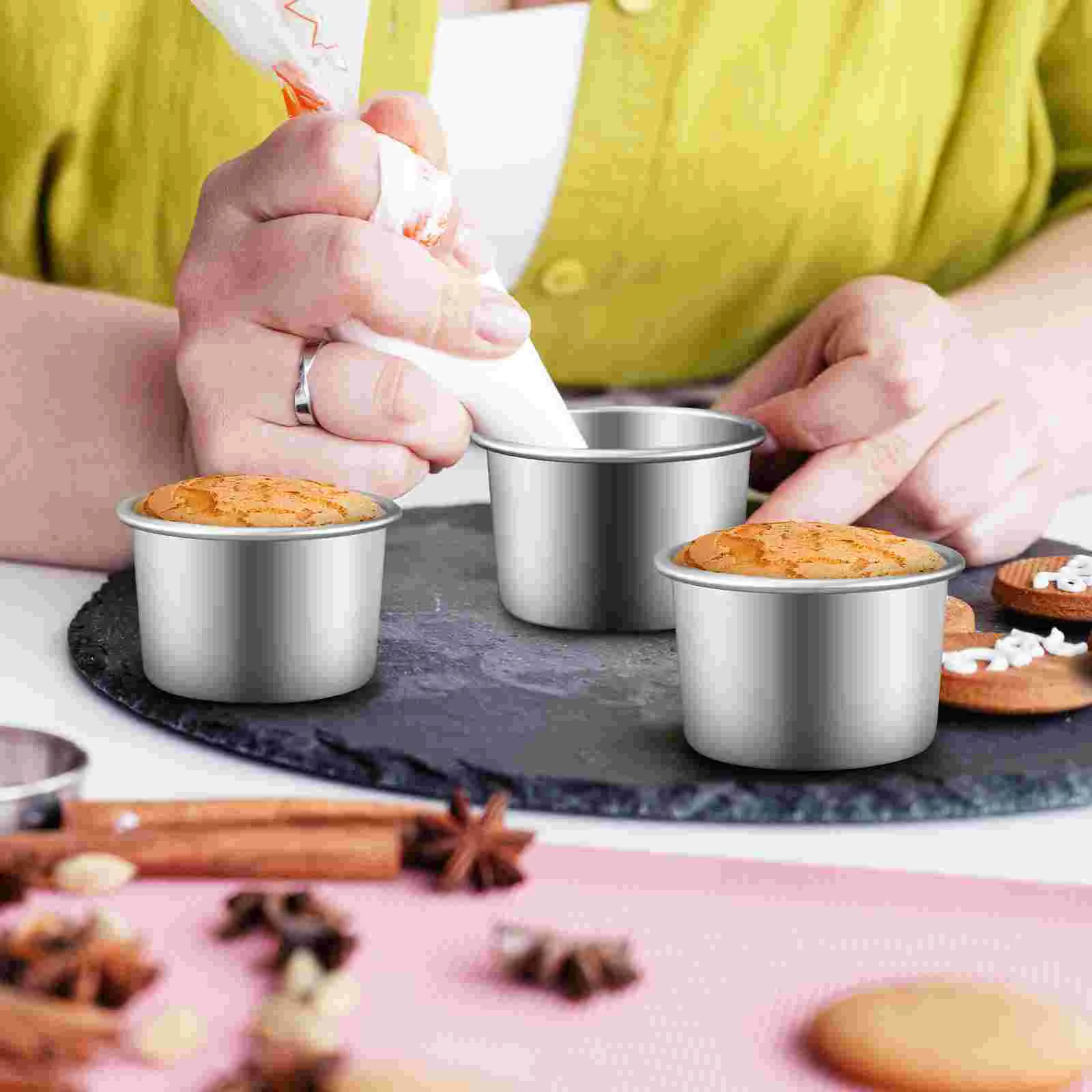 4 Peças Do Molde Do Bolo Assadeira De Fundo Removível Redonda Pequenas Latas Bakeware Da Liga De Alumínio De Mini Muffin