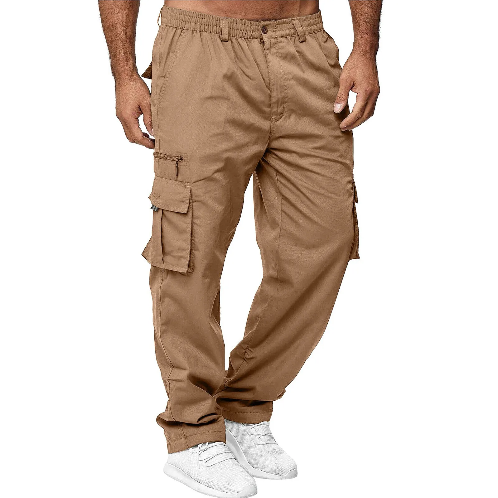2023 Homens de Calças Cargo Plus Size Cavallari Multi Bolsos de Calças Casuais Masculinos Corredores Cintura Elástica Calças Pantalones Hombre