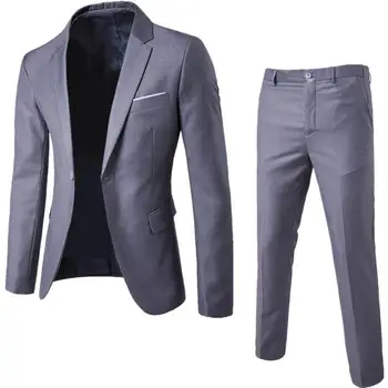 1 Definir A Moda Dos Homens Blazer Calça De Fino Toque De Casamento Bonito Vestindo Um Botão Bolsos Do Terno Conjunto