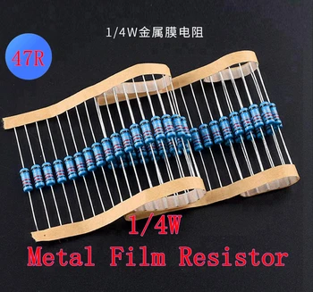 (100pcs) 47R ohm 1/4W Metal Filme Resistor de 47R ohm 0,25 W 1% de ROHS