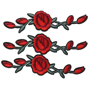15 Peças Rosa Vermelha Flores Patches,Flor Roupa Ferro-em Patch Bordado,flores Belas, Costure/Ferro em Patches para o DIY