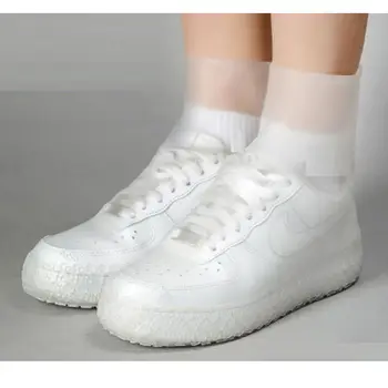 1Pair TPE Sapatos Capa Impermeável Branco Cor Sólida Chuva Botas Galochas de Chuva