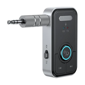 1Set Bluetooth 5.3 Adaptador de Áudio do Receptor de 3.5 Mm Jack Transmissor de Áudio sem Fio Preto Para o Carro Fones de ouvido alto-Falantes de TV