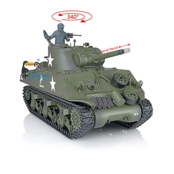 2.4 G Henglong 1/16 7.0 Plástico M4A3 Sherman RTR RC Tanque Modelo 3898 Barril de Recolhimento Batalha Contra TH17666-SMT7