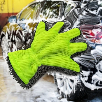2021 Univrsal Lavar O Carro Luvas De Chenille Cinco Dedos Da Lavagem De Carros Luvas De Microfibra Dedo Luvas De Pano De Auto Limpeza Do Carro De Ferramentas