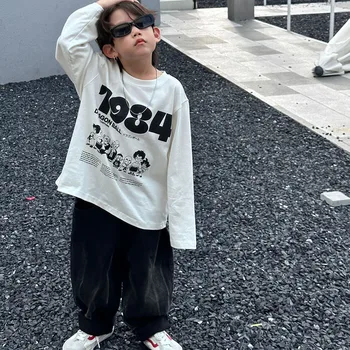 2023 Outono Nova-coreano para Crianças de Moda Casual, a Subjacência de Meninos Pulôver de topo camisa 4-39