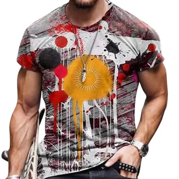 2023 Verão de Homens retro T-shirt Harajuku Estilo Étnico impressos em 3D O colarinho gráfico T-shirt Rua casuais roupas de grandes dimensões