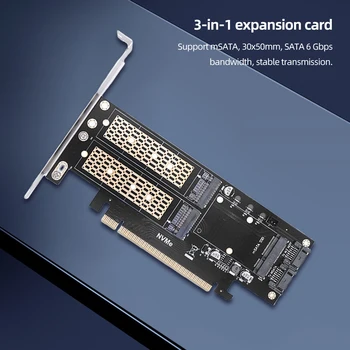 3-em-1 M. 2 NGFF Para área de Trabalho PCIe X4 Adaptador de Cartão de B+Tecla M Placa de Interface MSATA M2 NVMe SSD, Placa de Expansão de Memória Usb