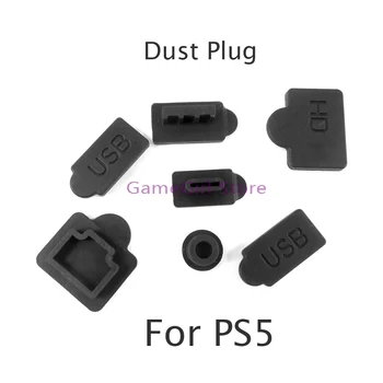 50sets Preto 7 em 1 Pó Plugues USB Interface do Anti-Poeira Tampa de Cobertura à prova de Poeira para PlayStation 5 PS5 Jogo de Console Acessórios