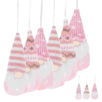 6 Pcs Natal Acentos Decoração Pequeno Rosto Familiar Ornamento Gnome Bonecos De Pano, Enfeites De Festa Decorações