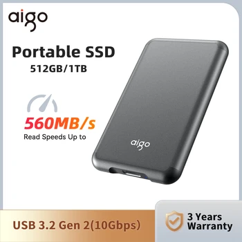 AIGO Portátil SSD USB3.2 Gen 2 Tipo C Externa Unidade de Estado Sólido de Armazenamento em Disco Rígido, Unidade Móvel, Unidade de Armazenamento para o Portátil da área de Trabalho