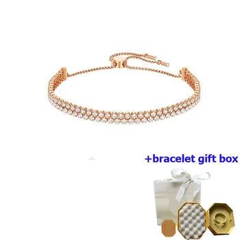 Alta qualidade de ouro rosa de diamante com duas camadas de mulheres pulseira, melhorar o temperamento, a bela e comovente, livre de envio