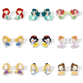 Brincos de Princesa Disney Impressão de Resina Brincos de desenhos animados Brincos para as Mulheres Presentes para Crianças