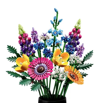 Buquê de flores silvestres Blocos Compatível 10313 Flores Artificiais Construtor Botânico Peça para o Aniversário de Aniversário de Tijolo Presentes
