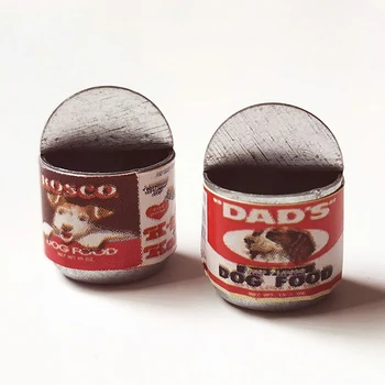 Casa de boneca [Mini Comida de Cachorro Latas Vazias] Vintage Diy Alimento Material BJD Acessórios de Cozinha