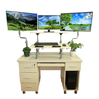 Computador de mesa, de pé de mesa de escritório, ecrã duplo pendurado secretária, tabela de levantamento