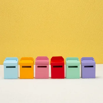 DIY 1:12 Colorido de Madeira de caixa de Correio em Miniatura da Boneca Mobiliário Mini Madeira de caixa de correio da caixa de Correio de Casa de bonecas, Miniaturas de Acessórios de Casa de bonecas