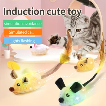 Elétrica Ratos Gato Brinquedos Interativos Aleatória, Andando De Simulação Mouse Gato De Estimação De Pelúcia Do Sensor De Vibração Gatinho Gatos Teaser Brinquedos