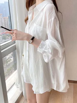 Estilo coreano Camisa Mulheres de Verão, Protetor solar Blusa Senhoras de Gelo Seda Branca ong Luva de Proteção solar Casaquinho de camada Fina