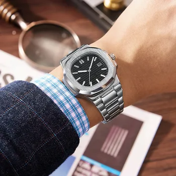 Forme A Homens De Aço Inoxidável Relógios De Luxo Relógio De Pulso De Quartzo Relógio Homens De Negócios Relógio Casual Relógio Masculino