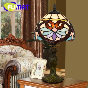 FUMAT Tiffany vitrais lâmpada de mesa estilo Europeu retro estilo barroco, arte deco, sala de estudo de quarto de cabeceira olho lâmpada