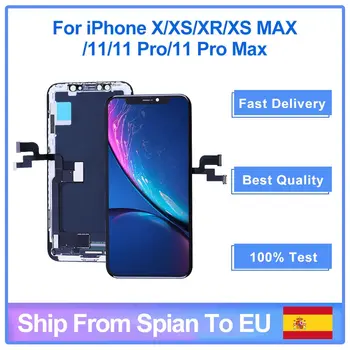 Grau Para o iPhone X XR XS MAX OLED Tela LCD de Substituição de Visualização 3D Com o Toque conjunto do Digitador 11 12 Pro Max Incell Pantalla