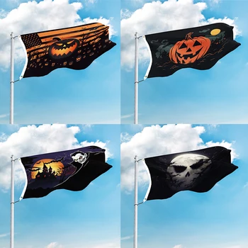 Halloween Festival Bandeira Celebração de Abóbora Lanterna Gritar Espantalho Espírito de Cores Vivas Banner 90 x 150 cm de Poliéster Exterior