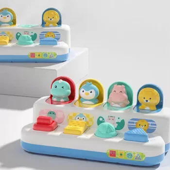Interativa Pop-Up De Animais De Brinquedo Peekaboo Botão De Opção Caixa De Tesouro Caixa Surpresa Ocultar Buscar Jogo Do Bebê De Educação Infantil Jogo De Quebra-Cabeça