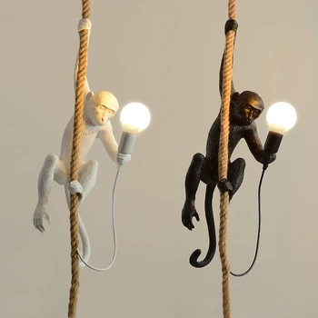 LED moderna Arte Macaco Pingente de Luz Resina Símia luminária para Viver Sala de visitas a Sala de Estudo do Corredor de Luzes Casa de Decoração de Interiores