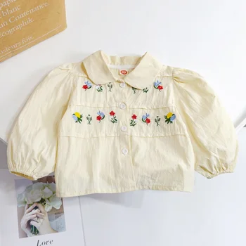 Meninas, Camisa de Novo a Primavera e o Outono de Roupas de Bebê Meninas' Estilo coreano Toda a Correspondência Shirt Kids' Fashion ' Bordado Boneca Camisa