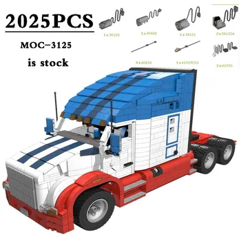 MOC-3125 T680Semi Caminhão + MOC-32041: 18 Escala Congelador Trailer + MOC-4185 Mesa Grande Pacote de Bloco de Construção de Brinquedos de DIY Presente de Aniversário
