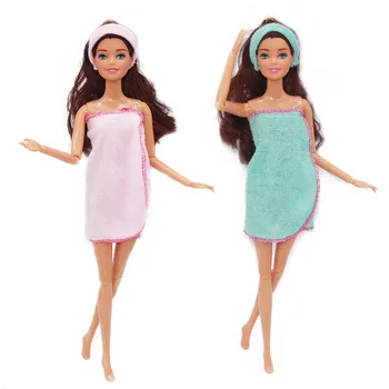 Moda Macio Para A Barbie 1/6 Roupas De Bonecas Roupão De Banho Faixa De Cabelo Inverno, Pijamas Casual Dormir, Roupas De Boneca, Acessórios, Brinquedos
