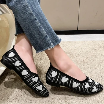 Mulheres Pointed de Dedo do pé de Apartamentos de Outono, Moda de Nova Luz Escorregar no Calçado para Mulher de Malha Respirável Senhoras Sapatos Casuais
