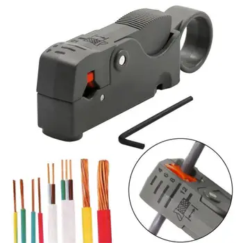 Multifuncional cabo coaxial stripper rotary decapagem do cabo de rede cabo de vídeo de stripper cortador de eletricista ferramenta