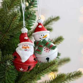Natal Resina Velho Boneco De Neve Bell Pingente De Natal Sino Em Ferro Forjado Decoração Da Árvore De Natal Sino Decoração Pingente