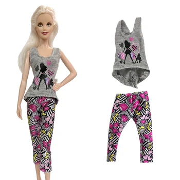 NK Pcs Boneca Camisa Cinza de Moda Trouseres Artesanal Parte Vestir Roupa Casual Para a Boneca Barbie Melhores Meninas 