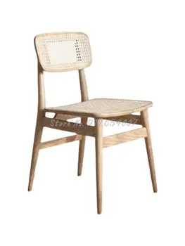Nordic estilo Japonês de Vime, Cadeira Ins Sólido de Madeira Cadeira de Jantar Cadeira para Trás Família de Cinzas de Madeira, Cama E pequeno-Almoço, Salão de Café, Cadeira