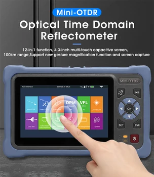 OTDR 1310/1550nm de Fibra Óptica Refletômetro Tela de Toque VFL OLS OPM evento Ethernet cable Tester Ativo