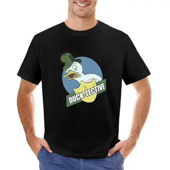 pato detetive T-Shirt personalizada t-shirts estética roupas T-shirt para um menino de manga Curta tee homens
