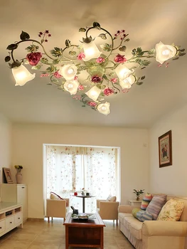 País da américa do teto lâmpada luz de sala de estar estilo pastoral da lâmpada quarto romântico rosa lâmpada