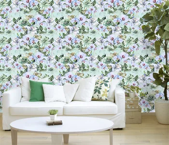 Personalizado, papel de parede, Murais papel de Parede de foto 3D papéis de parede para a TV da sala de estar de plano de Fundo vintage flores azuis Papéis de Parede