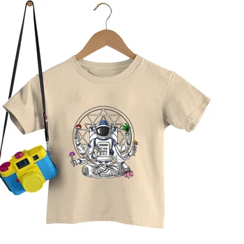 Psicodélico Astronauta Meninas T-shirts Engraçadas Praticante de Impressão Camisas Psychonaut Astronauta Roupas de Crianças Meninos Y2k Superior Tees de Verão