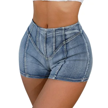 Sexy Cintura Alta Slim Shorts Jeans Elástico Apertado Verão Shorts Jeans Casual Fundos de Calças de Moda Streetwear Mulheres 2023 p1042