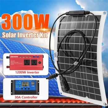 Sistema de Energia Solar 300W Painel Solar 1200W forma de Onda da tenso Inversor de 12V Para 220V 30A Controlador de Carga Solar, Gerador para o Lar
