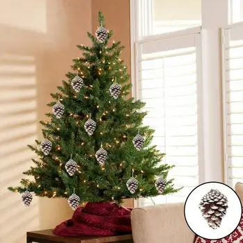 Snowy Pine Cone de Suspensão da Decoração de Natal da pinha Ornamento Festiva pinha Ornamentos de Decoração para Festa em Casa
